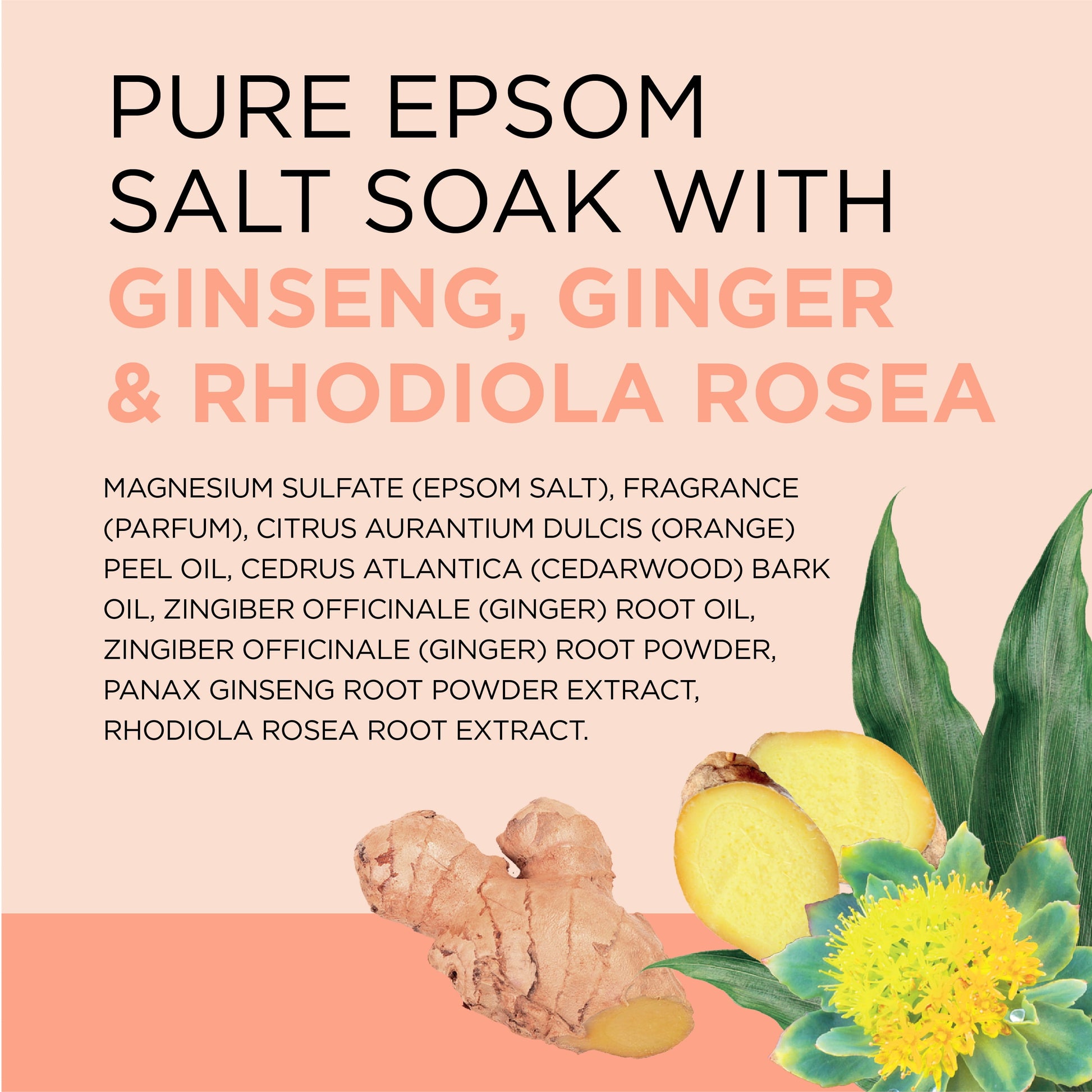 (2 Pack)  Epsom Salt Magnesium Soak, Stress Relief with Ginseng & Ginger, 3 Lbs