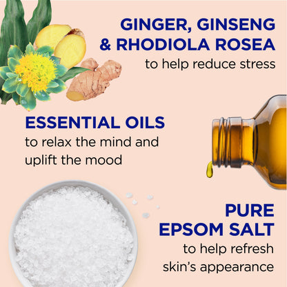 (2 Pack)  Epsom Salt Magnesium Soak, Stress Relief with Ginseng & Ginger, 3 Lbs