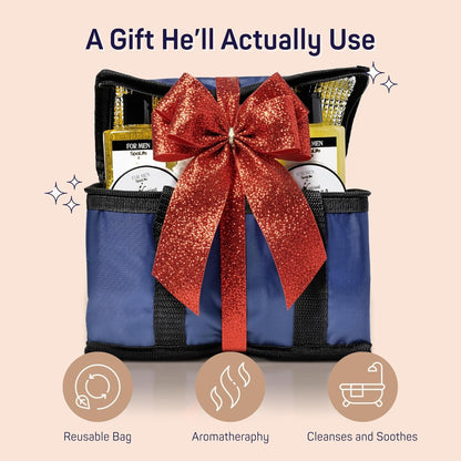 Luxury Spa Skincare Sandalwood Gift Set for Men | Mens Body Wash Gifts | Mens Gift Set for Bath and Body | Christmas Gifts for Men | Cleansing, Moisturizing, Exfoliating | 7-Piece Bundle